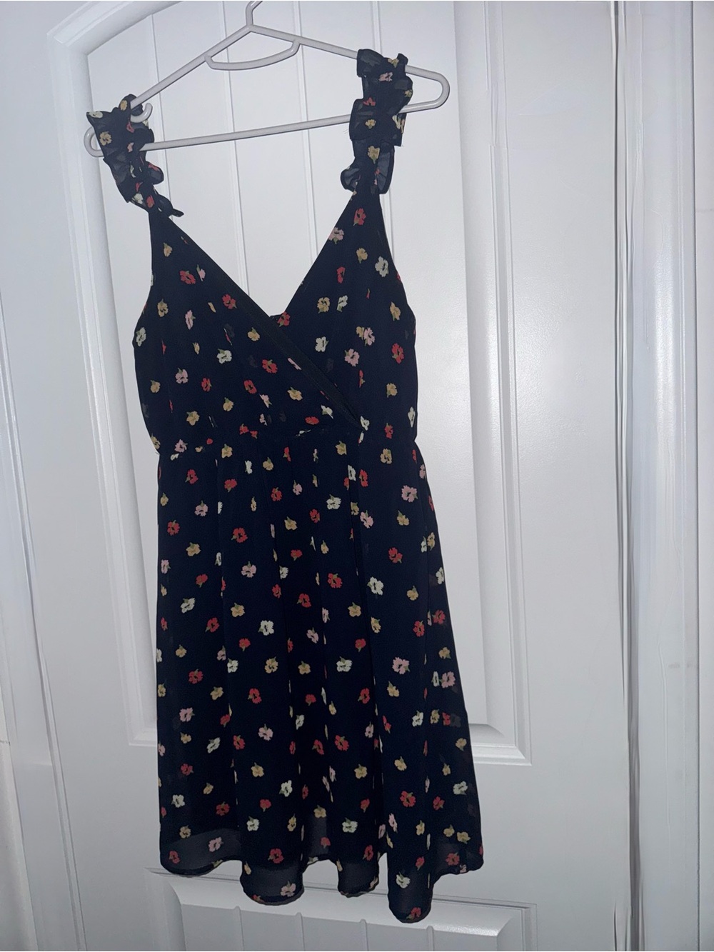 Madewell Ruffle-Strap Wrap Dress Confetti Floral Navy Size 00